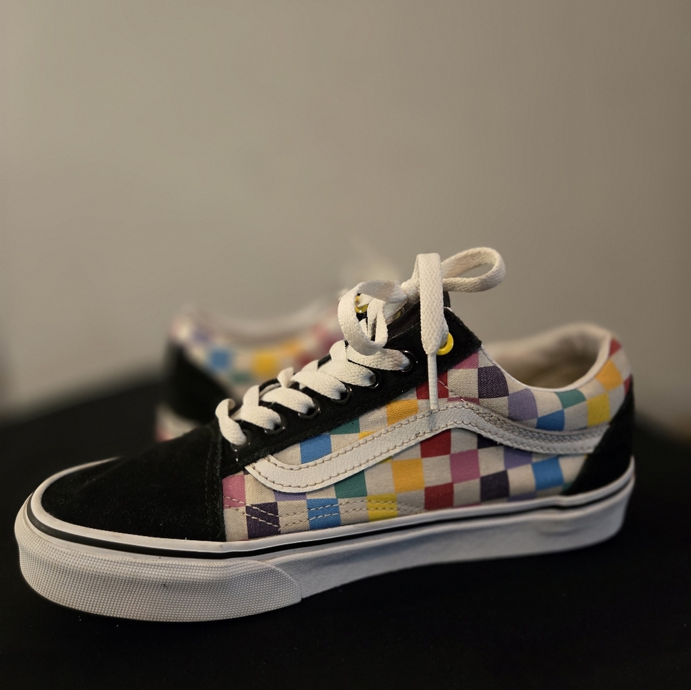 VANS Old Skool Checkerboard Rainbow Shoes 721356 Men’s 7 Women’s 8.5 Patchwork